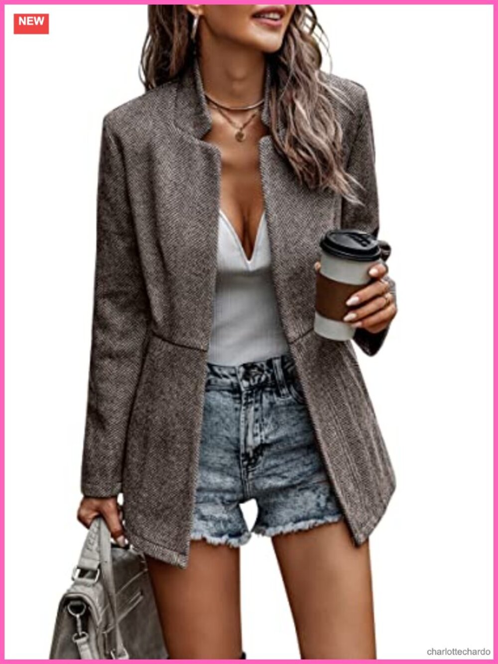 Women's Open Front Long Sleeve Notch Collar Trench Blazer Coat Office Wear